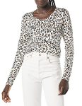 Amazon Essentials Women's Lightweight V-neck Sweater Sweater -white tan Textured Cheetah XL