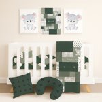 Cot Duvet Bedding Monochrome Green Koala Set