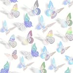 3D Butterfly Cake Toppers - 48PCS Assorted Paper Butterfly Decorations Party Supplies For Birthday Wedding Classroom - No Electr