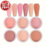 6PCS/SET 10G Romantic Pinkish Acrylic Powder Nail Decoration Carving Crystal Powder Professional Design Diy Nail Extension Dust
