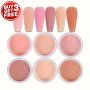 6pcs/set 10g Romantic Pinkish Acrylic Powder Nail Decoration Carving Crystal Powder Professional Design DIY Nail Extension Dust