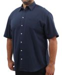 Mens Short Sleeve Linen Shirt - 8XL Navy