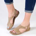 Ida Leather Flat Sandal - Stone - 8