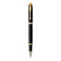 Im Medium Nib Fountain Pen Black Lacquer With Gold Trim Blue Ink - Presented In A Gift Box