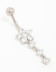 Titanium Cubic Zirconia Butterfly Drop Belly Piercing
