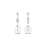 Sterling Silver & Freshwater Pearl Sparkling Drop Earrings