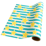 Star-striped Turquoise & Yellow Giftwrap 5M X 50CM