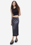 Lace-trimmed Satin Skirt - Dark Grey