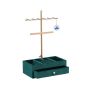 2-TIER Earring Tower Jewelry Stand Holder With Storage Drawer-green