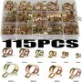 115PCS Spring Hose Clamps 6-22MM Zinc Plated Spring Clip Fuel Line Hose Water Pipe Air Tube Clamps Fastener Pipe Clamp