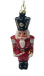 Red Nutcracker Shatterproof Silver Glitter Lacquar Hanging Ornament 4.5X6X15.8CM
