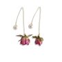 Natural Dangle Earrings Red Pressed Rose Flower Long Drop Earrings For