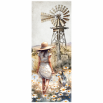 WD3376 Tear Resistant Door Print Lady Windmill Daisy