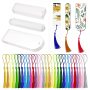 30PCS Acrylic Bookmark Blanks Clear Acrylic Craft Bookmarks With 30PCS Colorful Tassels Transparent Rectangle Round Bookmarks Bulk For Diy Crafts Ha