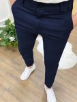 Men's Mid Stretch Slim Fit Solid Business Pants Male's Casual Bottoms For All Seasons Daily Outerwear