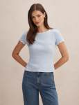 Rebecca Scallop Trim T-Shirt - XL Cloud Blue porcelain