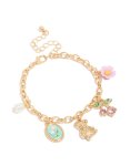 Goldair Gold Bear & Rose Charm Bracelet