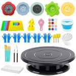 11" Rotate Turnable Sculpting Canvas Spinner Kits Acrylic Pouring Strainers Scraper Cone Painter Support Stands Gloves Foldable