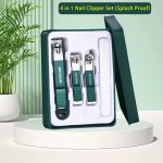 4 In 1 Nail Clipper Set With Straight Edge High Carbon Steel Blades - Classic Style Manicure Kit With Splash Proof Storage Case
