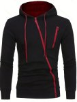 Asymmetrical Zippers Design Hooded Jacket With Zipper Pockets Men's Casual Zip Up Drawstring Hooded Coat For Spring Fall