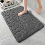 1PC Soft And Comfortable Memory Foam Bath Rug With Cobblestone Embossment - Rapid Water Absorbent And Washable - Non-slip Bathro