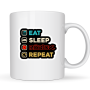 White Ceramic Mug 350ML - Eat Sleep Game Repeat Graphic Mug