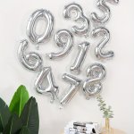 1PC Silvery Number 0-9 Foil Balloon Birthday Party Decor Anniversary Decor Graduation Decor Home Room Decor Atmosphere Backgroun