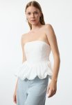 Strapless Balloon Woven Blouse - Ecru