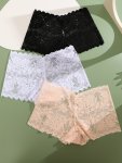 3 Pack Lace Boyshorts Panties Seductive Semi-sheer Low Waist Comfortable Panties Women's Lingerie & Underwear