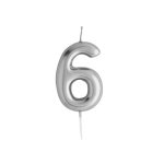 Party Candle Number 6 Silver 6.5CM