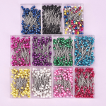 100PCS BOX Colorful Round Pearl Needles Stitch Straight Push Sewing Needles For Dressmaking Sewing Positioning Diy Sewing Tools