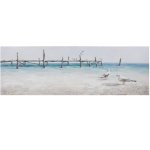 Old Wooden Pier With Birds Painting On Canvas 1500 X 500