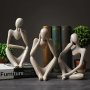3pcs Thinker Statue Golden Decor Abstract Art Sculpture Golden Resin Collectible Figurines For Home Living Room Office Shelf Decoration Great Gift Ideas Eid Al-Adha Mubarak