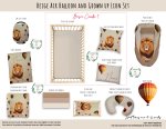 Cot Duvet Bedding Beige Air Balloon And Grown Up Lion Set