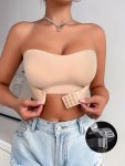 Solid Seamless Strapless Anti Sagging Wireless Bandeau Comfy Push Up Bra Women's Lingerie & Underwear - Full Coverage And Comfor