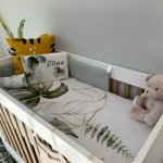 Cot Fitted Sheet Gold Tropical Leaf Set Neutral