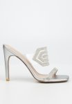 VELVET1 Stiletto Mule Heel - Silver