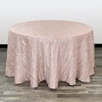 Your Chair Covers - 108 Inch Round Crinkle Taffeta Tablecloth - Blush Crushed Shiny Dining Table Cloth For Wedding Party Birthda