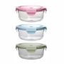 Set Of 3 Round Glass Food Storage Containers With Leak-proof Lids - 950ML