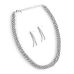 Silver Elegant Tubular Necklace & Earring Set