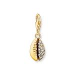 Charm Pendant Shell With White Stones Gold