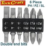 Tork Craft 6PC Pz Ph & Sl 45MM Insert Bit Set Double-ended T SC06045C