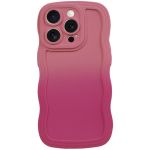 Ombre Silicone Wave-edge Case Compatible With Iphone 15 Pro - Pink
