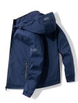Men's Letter Print Hooded Long Sleeve Zip Up Windbreaker Jacket With Zippered Pockets Versatile And Trendy Sports Jacket For Spr