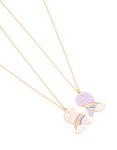 Kids Gold Pink & Purple Rainbow Cloud Heart Bff Necklaces Pack