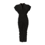 Black Draped Midi Dress