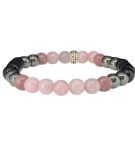 Black Hematite Rose Quartz And Lepidolite Beaded Bracelet