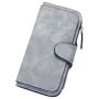Elegant Multi-slot Faux Leather Clutch Wallet - Grey
