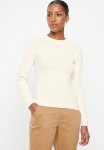 Polo Wmn Ribbed Short Sleeve Crew Neck - Ecru