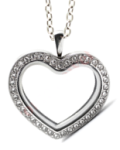 FL5 - Floating Locket Heart Necklace High Quality Silver Stainless Steel With Chain